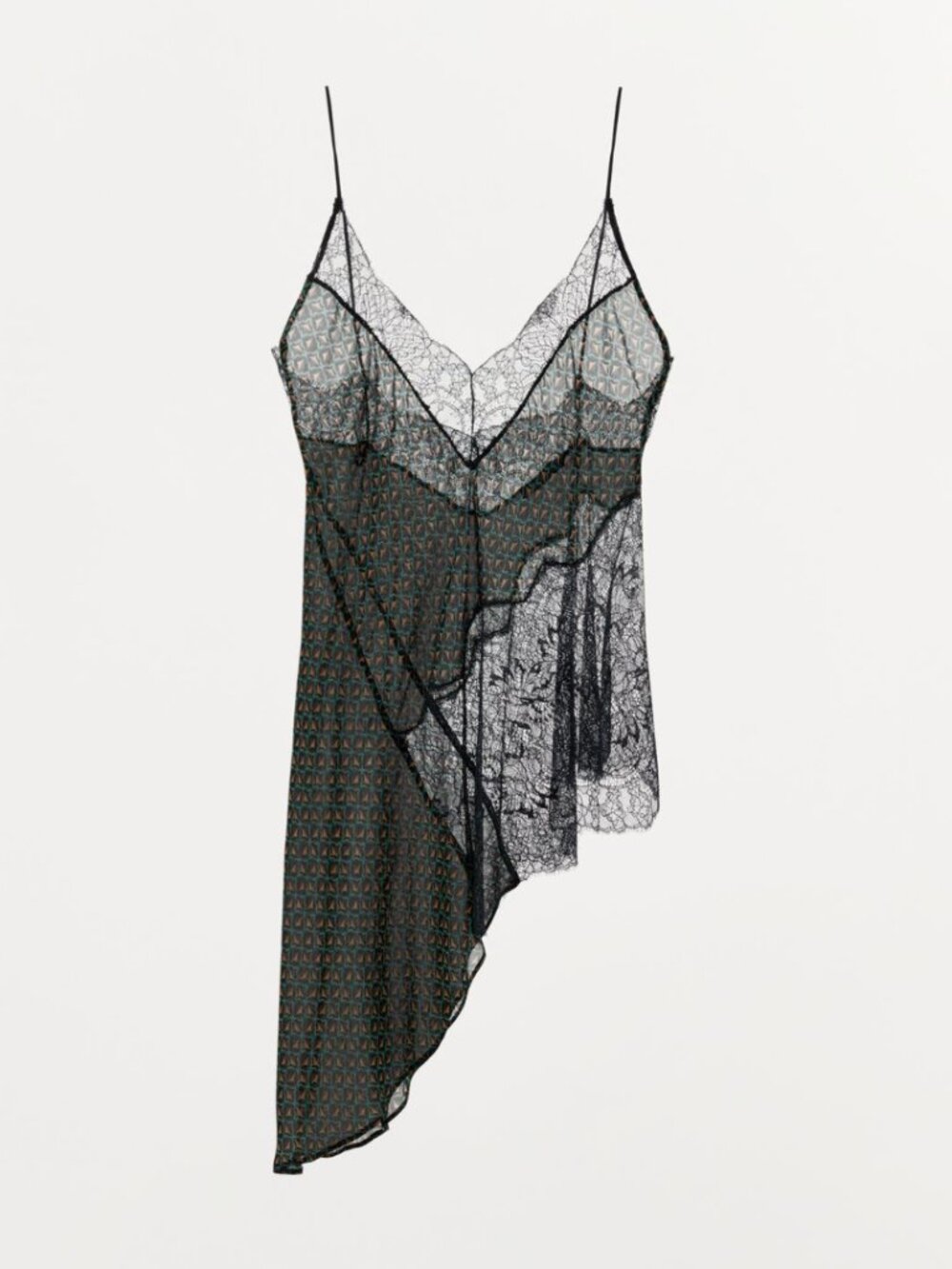 viscose asymmetric lace tank top